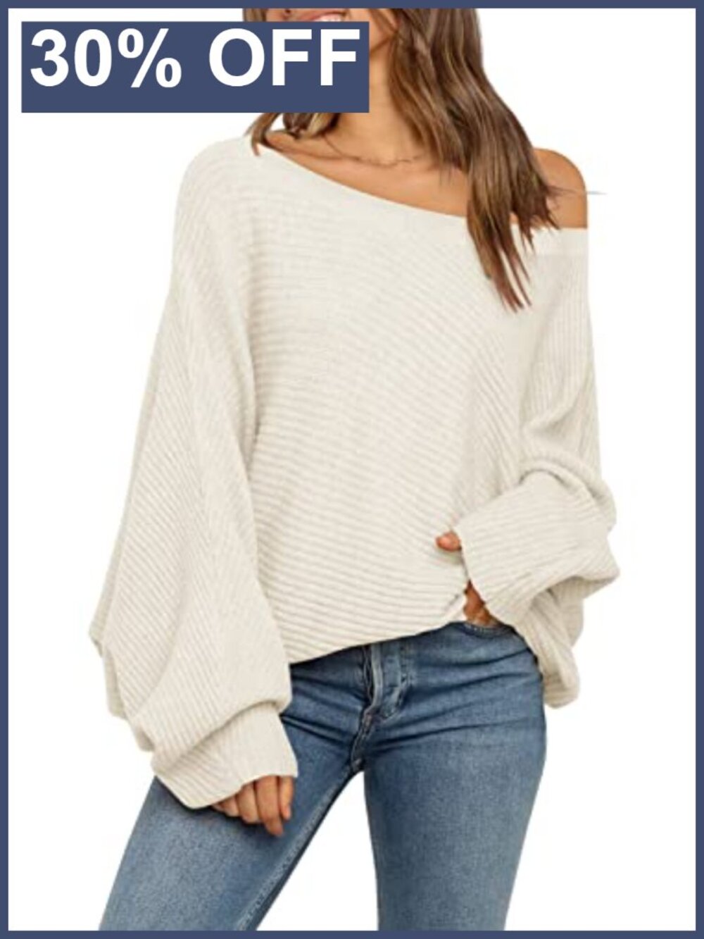 Oversized Off Shoulder Slouchy Knit Sweater Pullover Long Sleeve